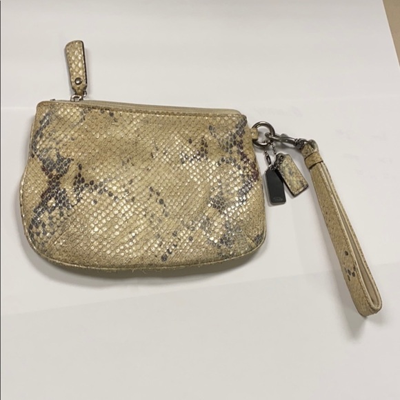 Coach Python Snakeskin Embossed Large Zip Wristlet - Picture 2 of 5